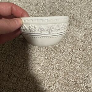 Hallmark Christmas Dip Bowl. White With Snowflake And Tree Border